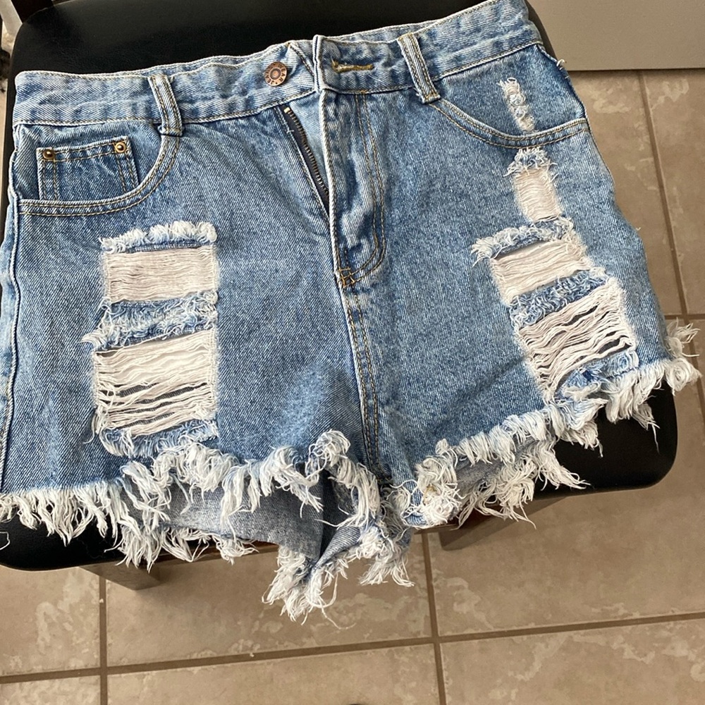 Ripped jean shorts